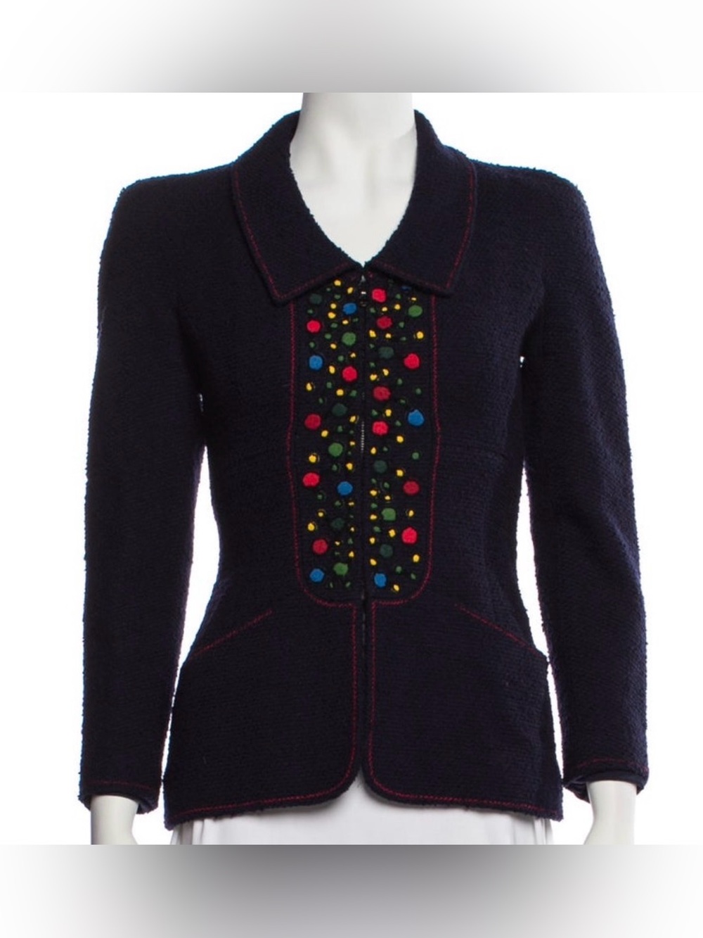 Chanel vintage 1997 Boucle blazer runway jacket navy